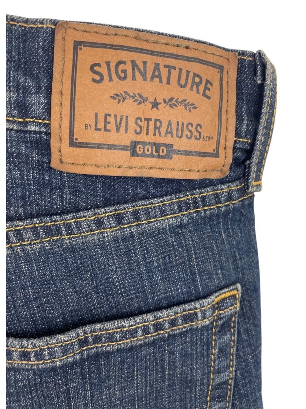 Signature Levi Strauss Relaxed Fit Flex Jeans Mens 42x30 Dark Wash - Picture 5 of 11